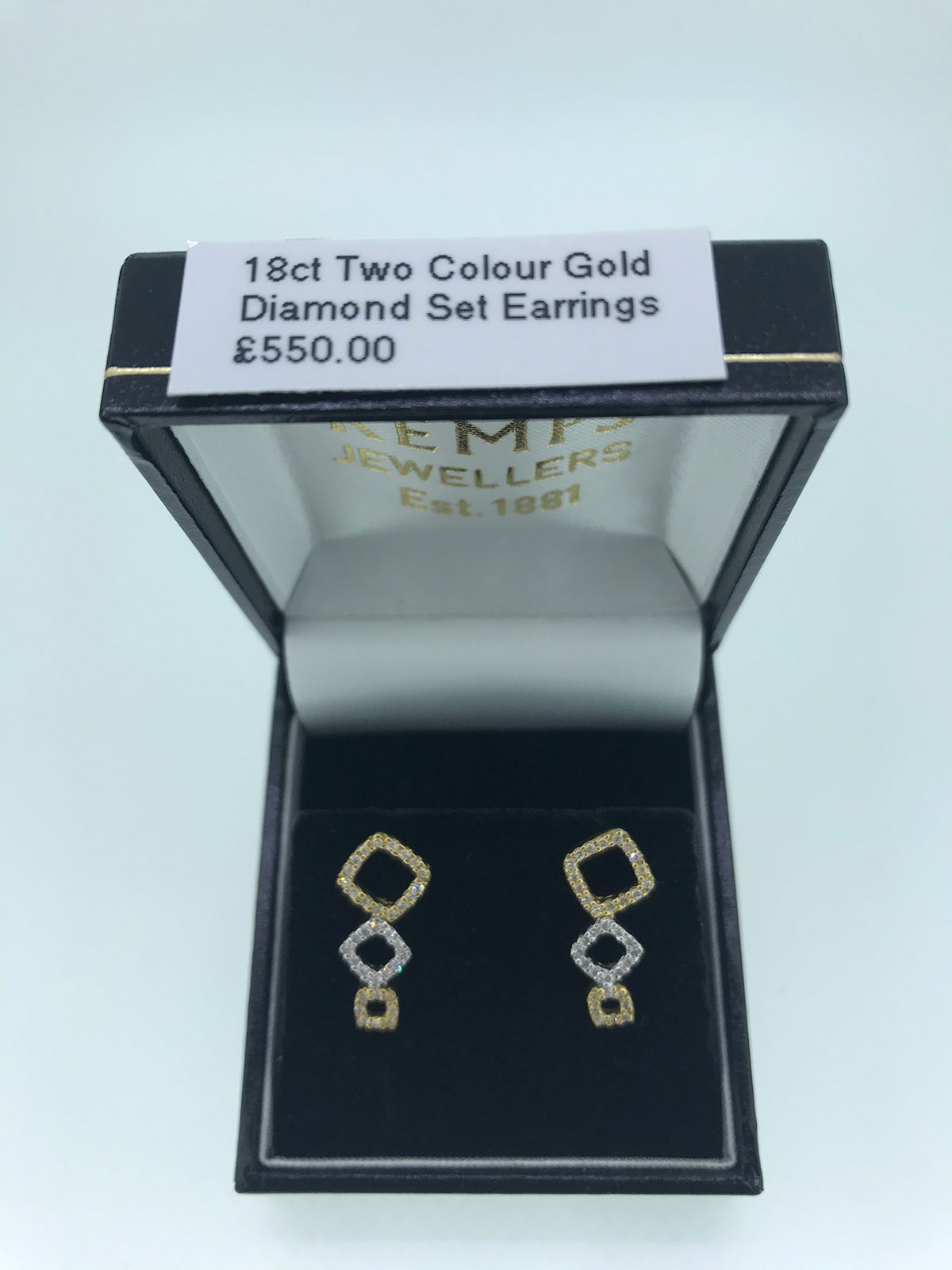 18ct Two Colour Gold Diamond Set Earrings